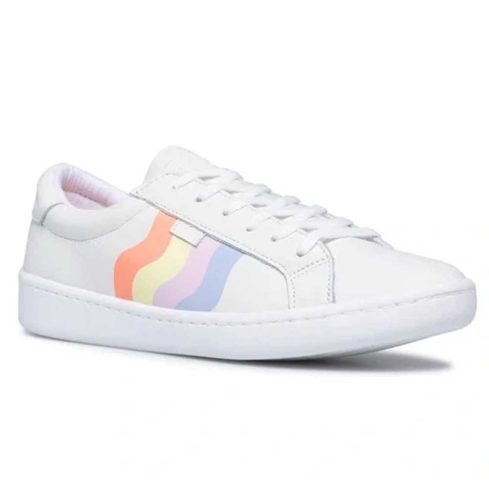 Keds White leather Sneakers with Pastel Stripes size 7